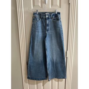 Wrangler High Rise A-Line Crop Wide Leg Denim Jeans Blue Size 8